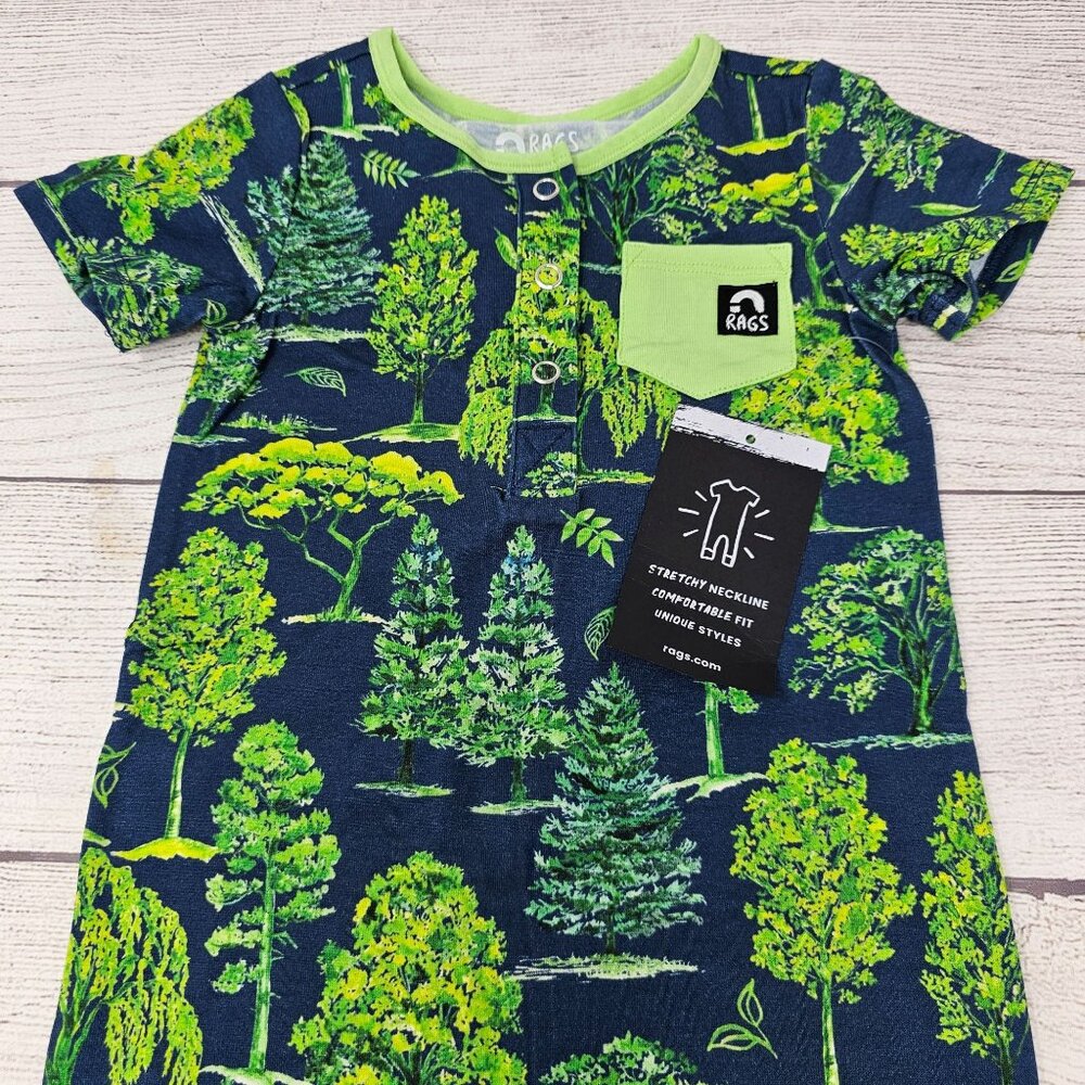 NWT Rags To Raches Baby Boy Forest Trees Romper Size 12-18 months